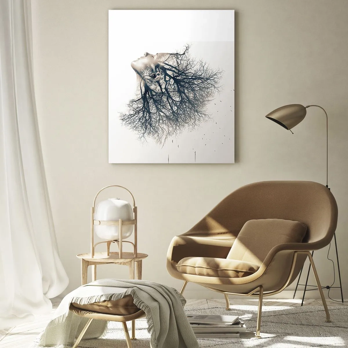 Glastavla - Bild på glas - Lyssnar på trädens viskningar - 70x100 cm