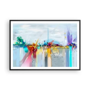 Affisch i svart ram - Glädjens bro över livets flod - 100x70 cm