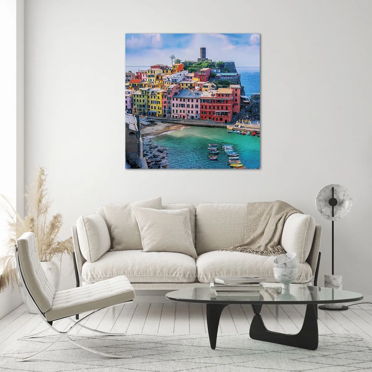 Glastavla - Bild på glas - Magisk stad i Medelhavet - 40x40 cm