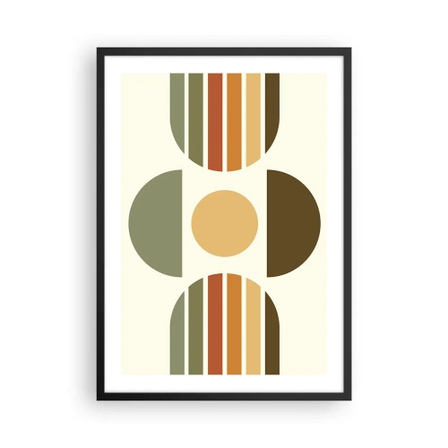 Affisch i svart ram - Abstrakt geometriskt mönster i jordfärger med cirklar och halvcirklar - 50x70cm - I jordens färger - Modern väggdekoration för vardagsrum och sovrum ARTTOR