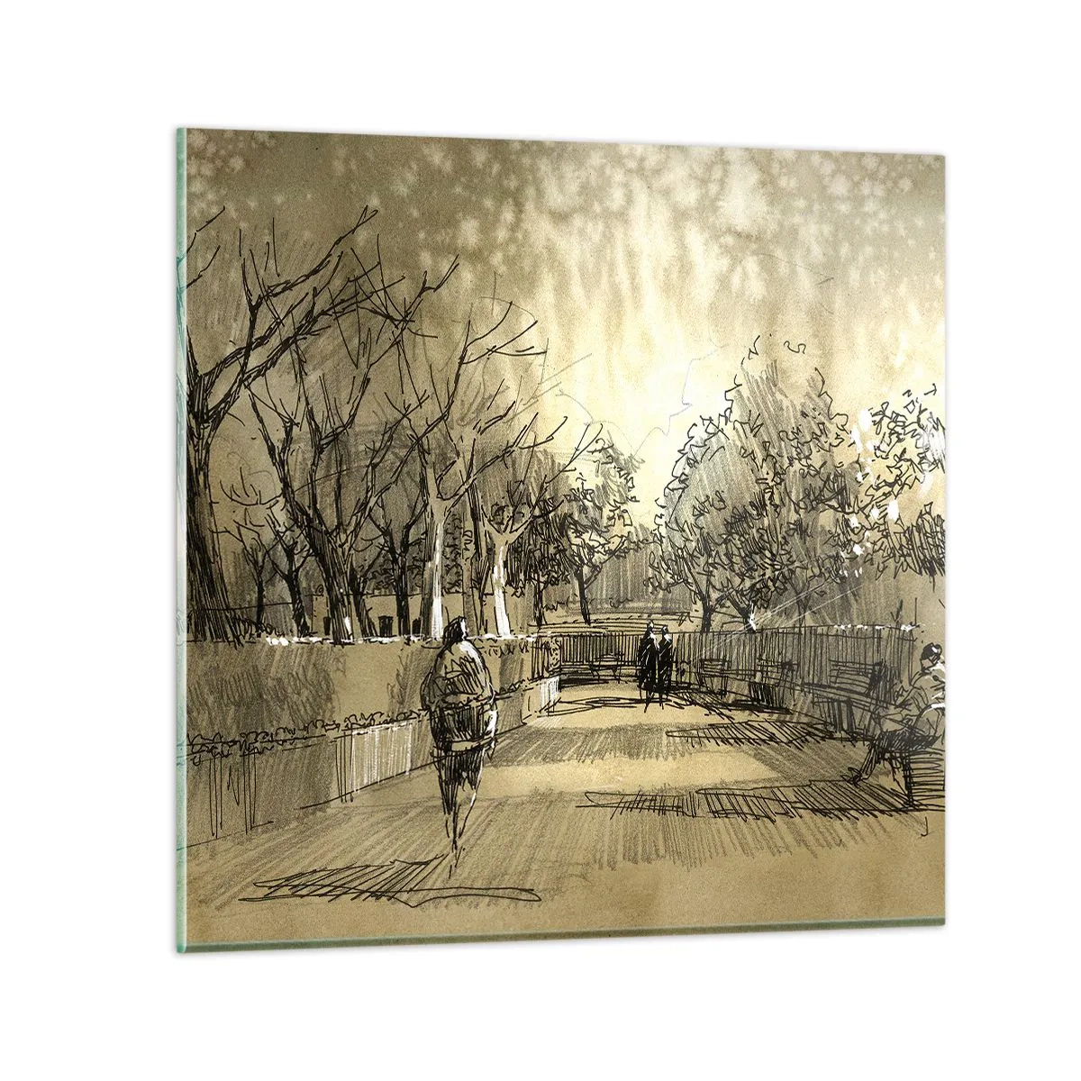 Glastavla - Bild på glas - En stund fångad med penna - 70x70 cm