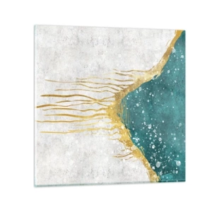 Glastavla - Bild på glas - Gyllene tidvatten - 30x30 cm