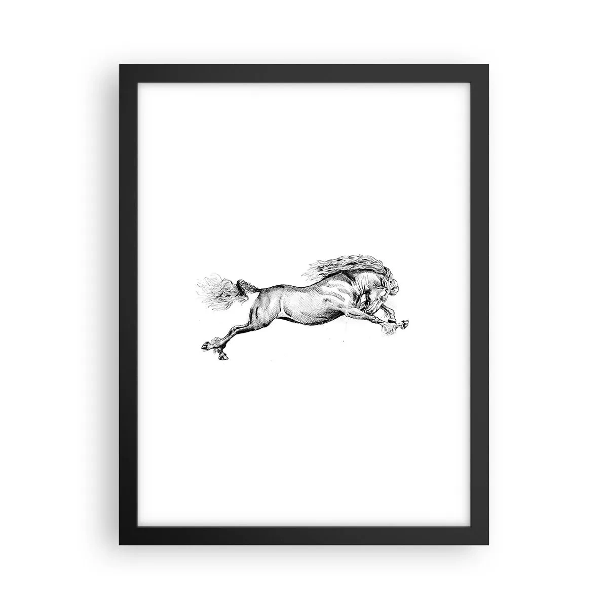 Affisch i svart ram - Fångad i galopplopp - 30x40 cm