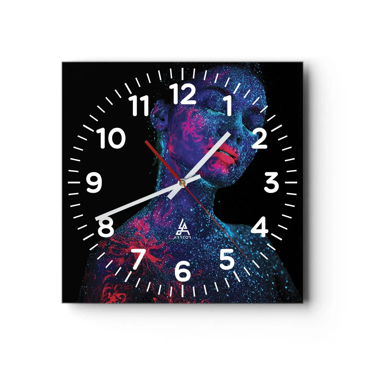 Väggklocka - Klocka på glas - I sjärndammet - 30x30 cm