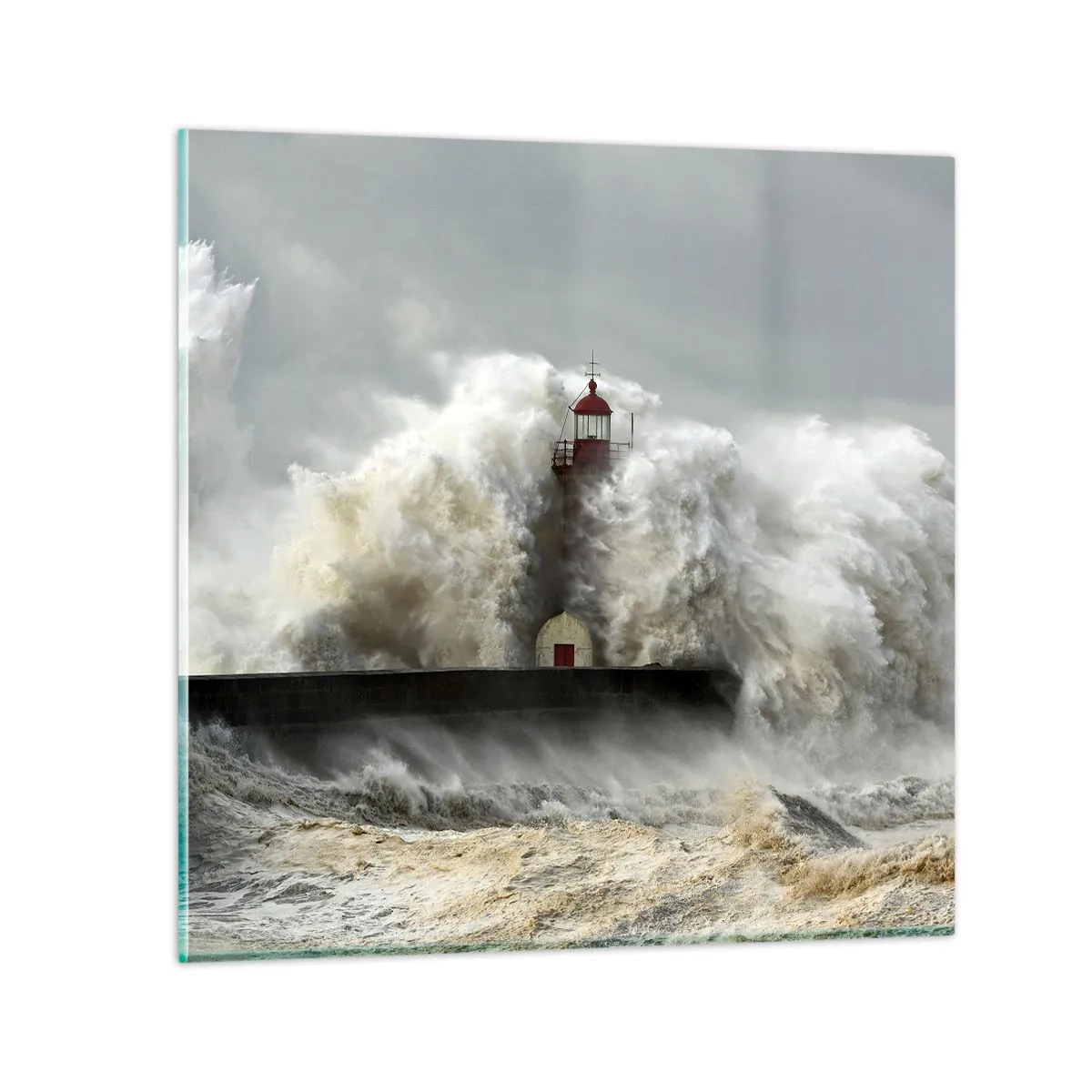 Glastavla - Bild på glas - Havets ilska - 60x60 cm