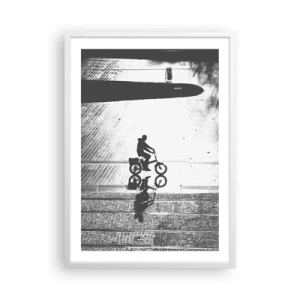 Affisch i vit ram - Rakt fram genom staden - 50x70 cm