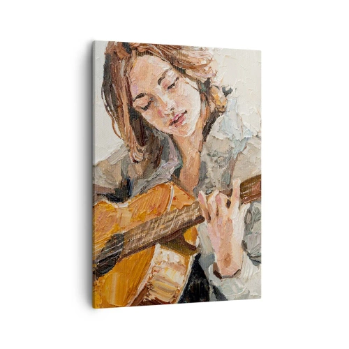 Canvastavla - Bild på duk - Konsert för gitarr och en flickas hjärta - 50x70 cm