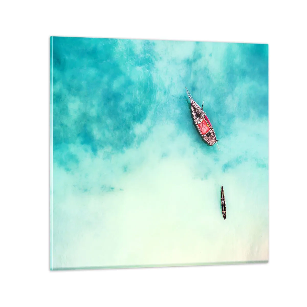 Glastavla - Bild på glas - Högvatten på stranden i Zanzibar… - 60x60 cm