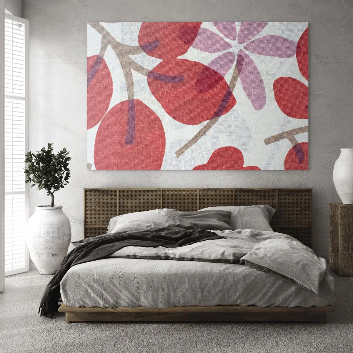 Glastavla - Bild på glas - Blomsterkomposition i rosa - 70x50 cm