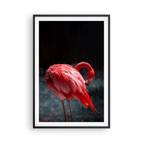 Affisch i svart ram - Djuprött naturpoem - 61x91 cm