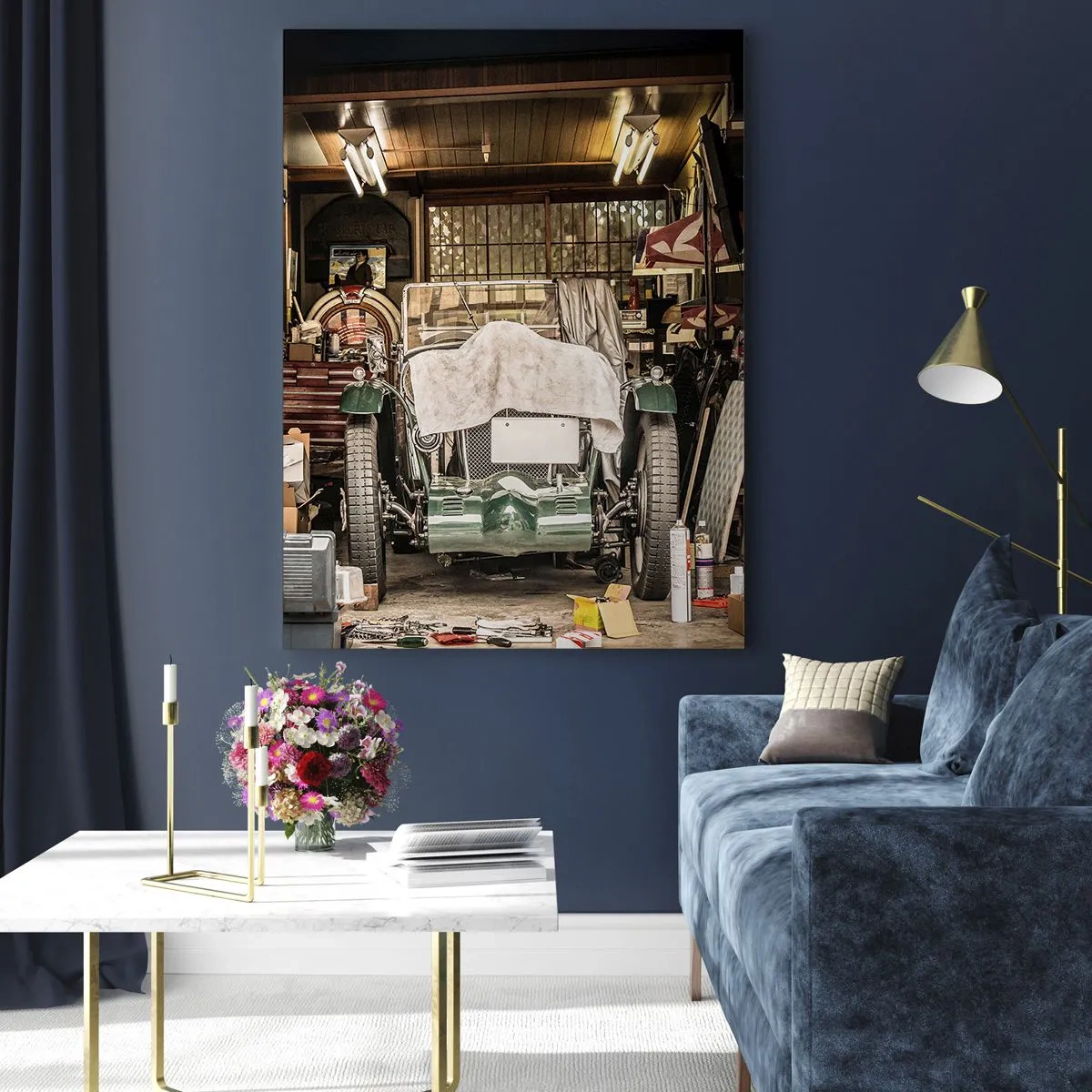 Glastavla - Bild på glas - Tillbaka till det förflutna - 50x70 cm