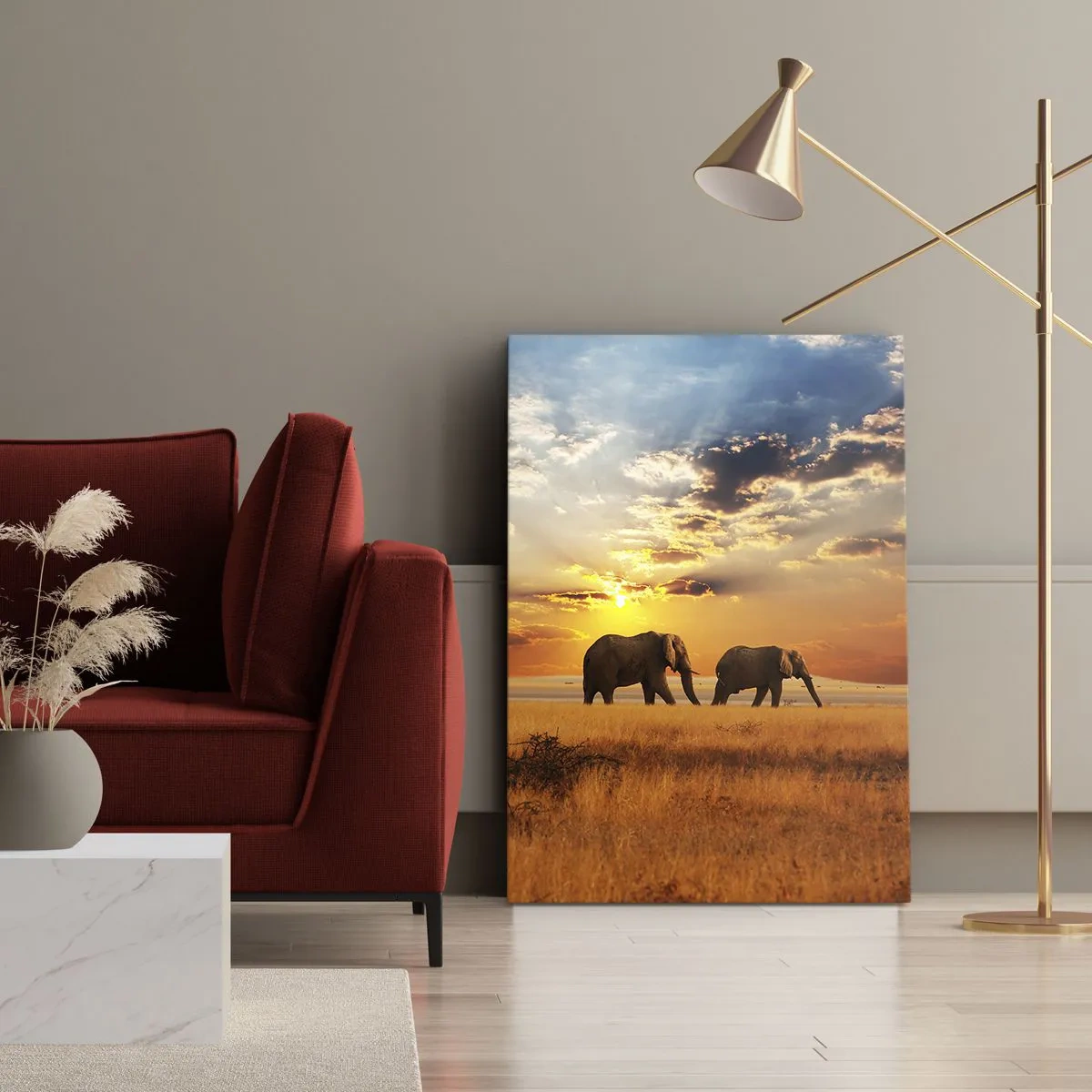 Canvastavla - Bild på duk - Familjepromenad - 50x70 cm
