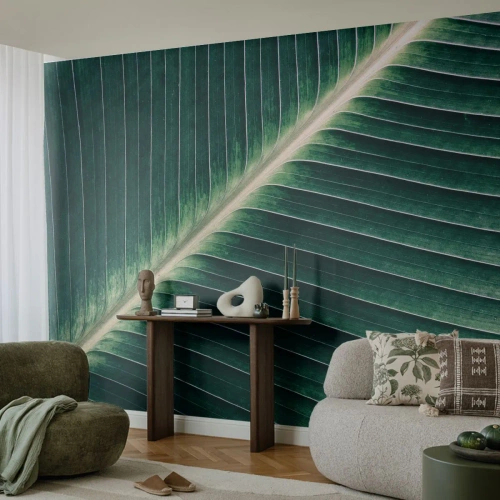 Fototapet Standard Eco - Naturens rytm - Abstraktion, Grönt löv, Grafik - 200x140 cm