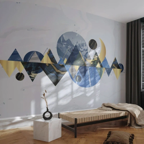 Fototapet Premium Sand - Geometriskt landskap - Abstraktion, Berg, Bit - 100x70 cm