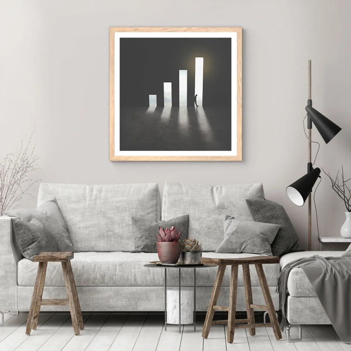 Affisch i ram av ljusek - Framgång - ett intryck - 60x60 cm