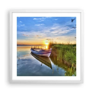 Affisch i vit ram - Uppfyllda drömmars vik - 50x50 cm