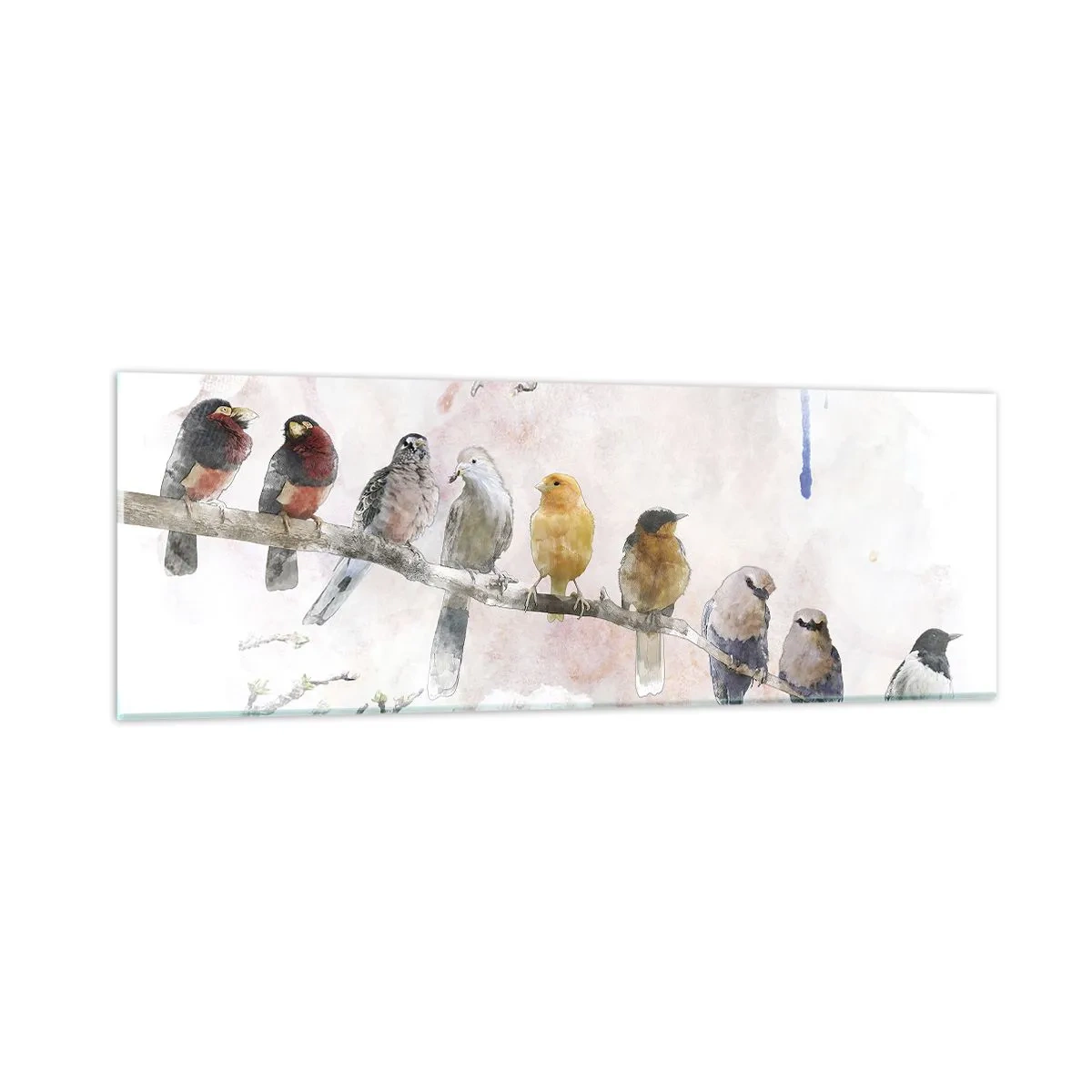 Glastavla - Bild på glas - Bevingat möte - 90x30 cm