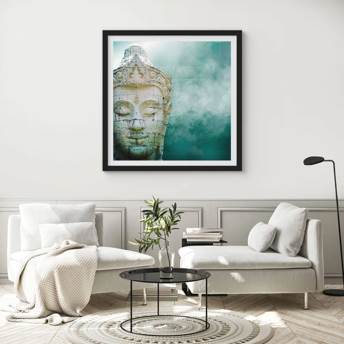 Affisch i svart ram - På jakt efter ljus - 30x30 cm