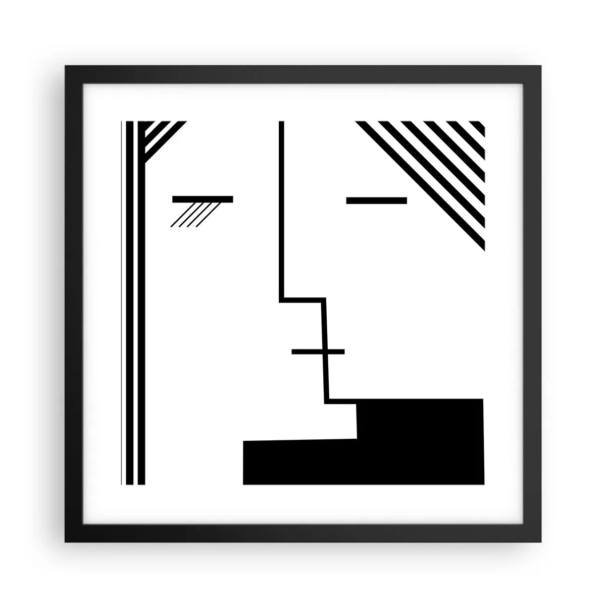 Affisch i svart ram - Bara en kyss - 40x40 cm