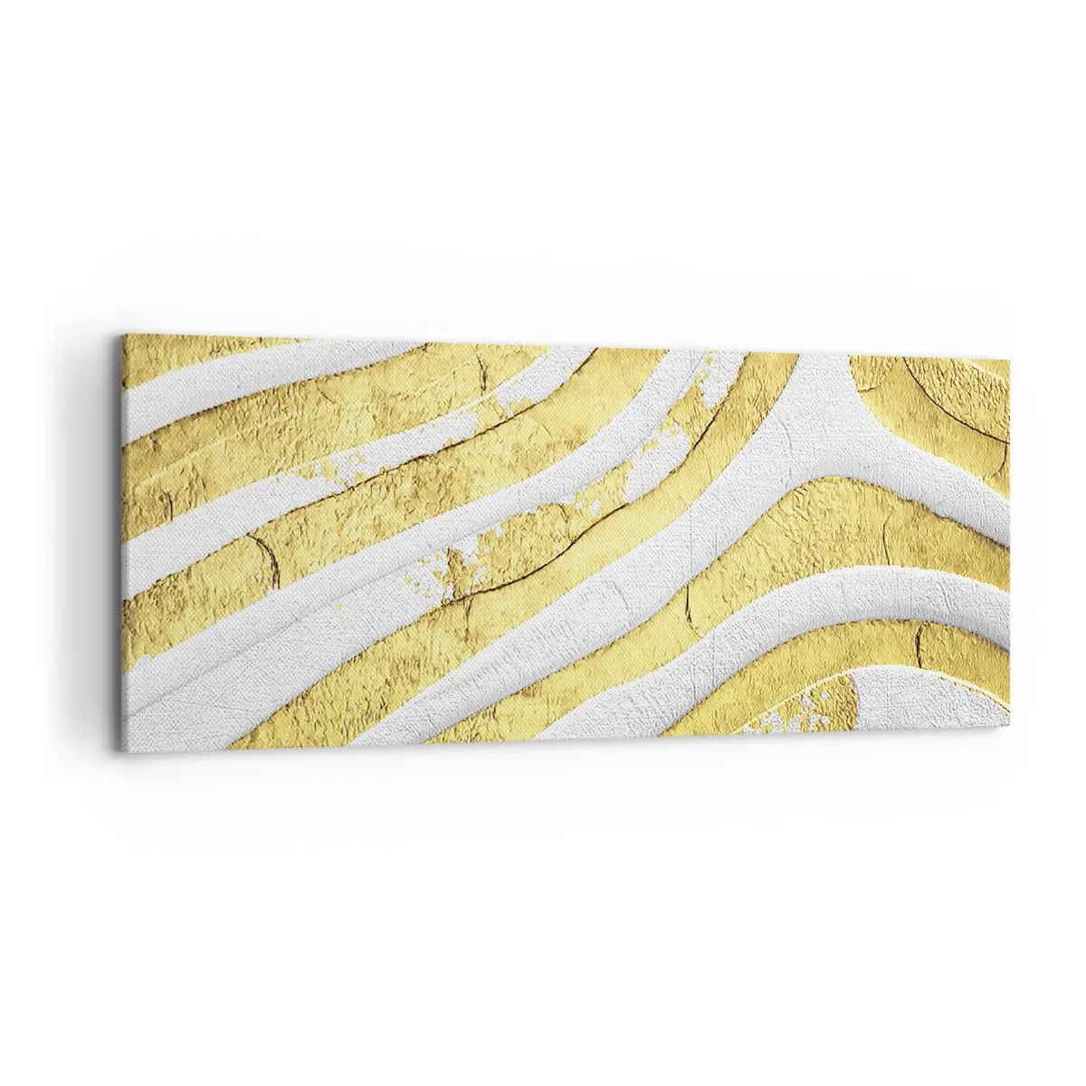 Canvastavla - Bild på duk - Komposition i vitt och guld - 120x50 cm