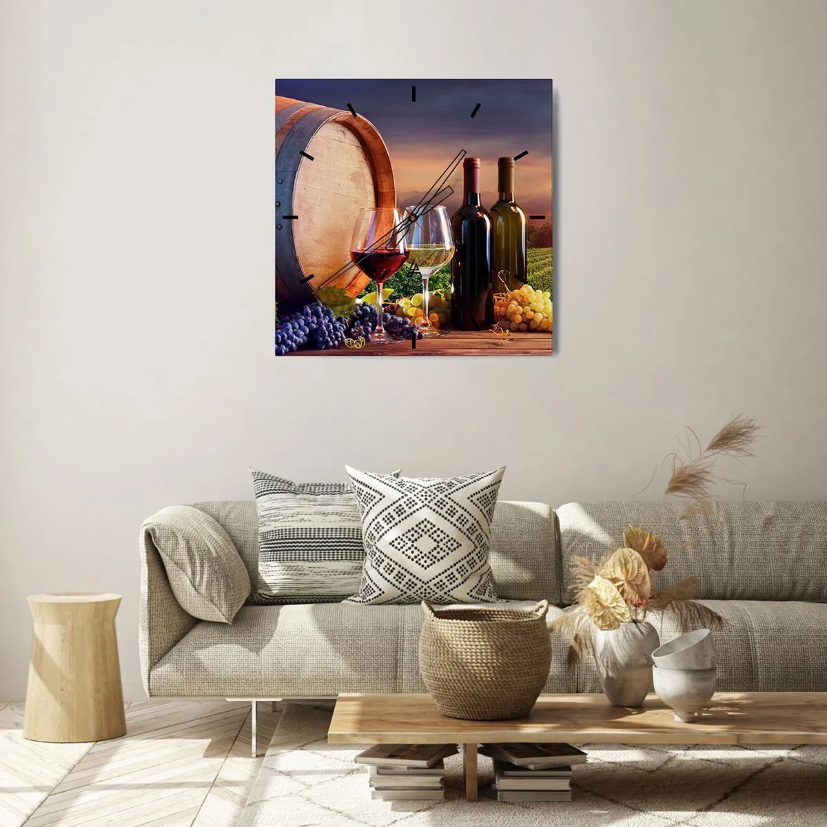 Väggklocka - Klocka på glas - Här smakar livet - 30x30 cm