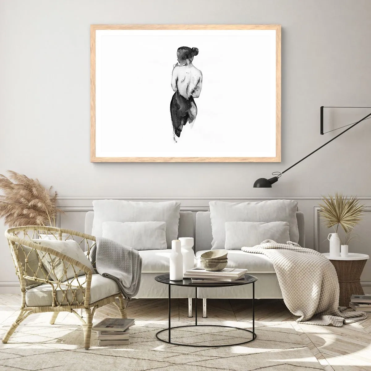 Affisch i ram av ljusek - Världen försvinner i hennes närvaro - 50x40 cm