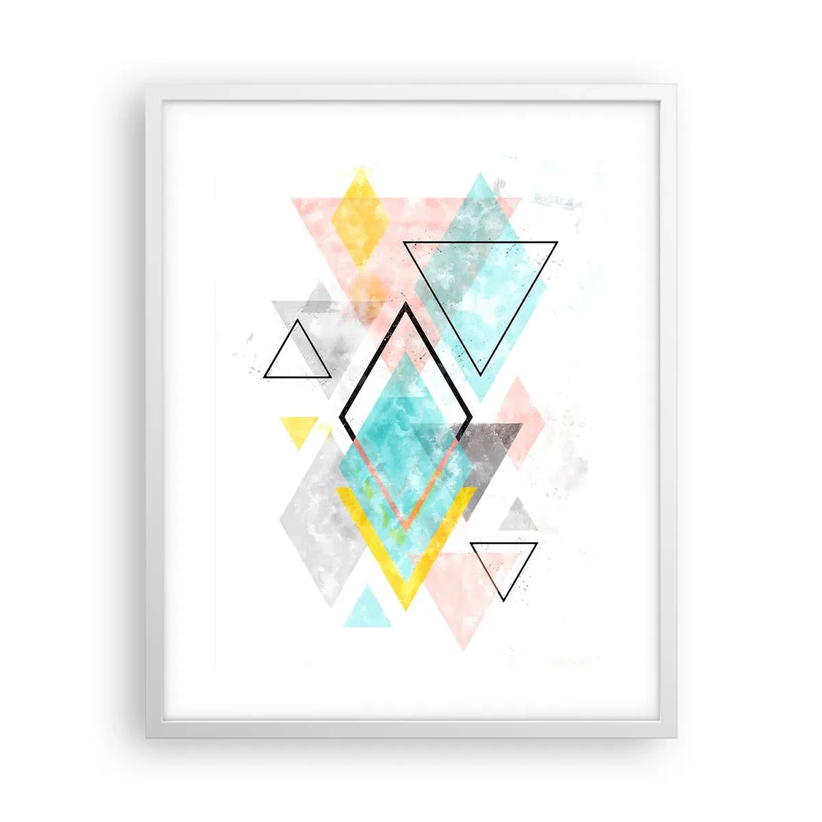 Affisch i vit ram - Geometriskt spel - 40x50 cm