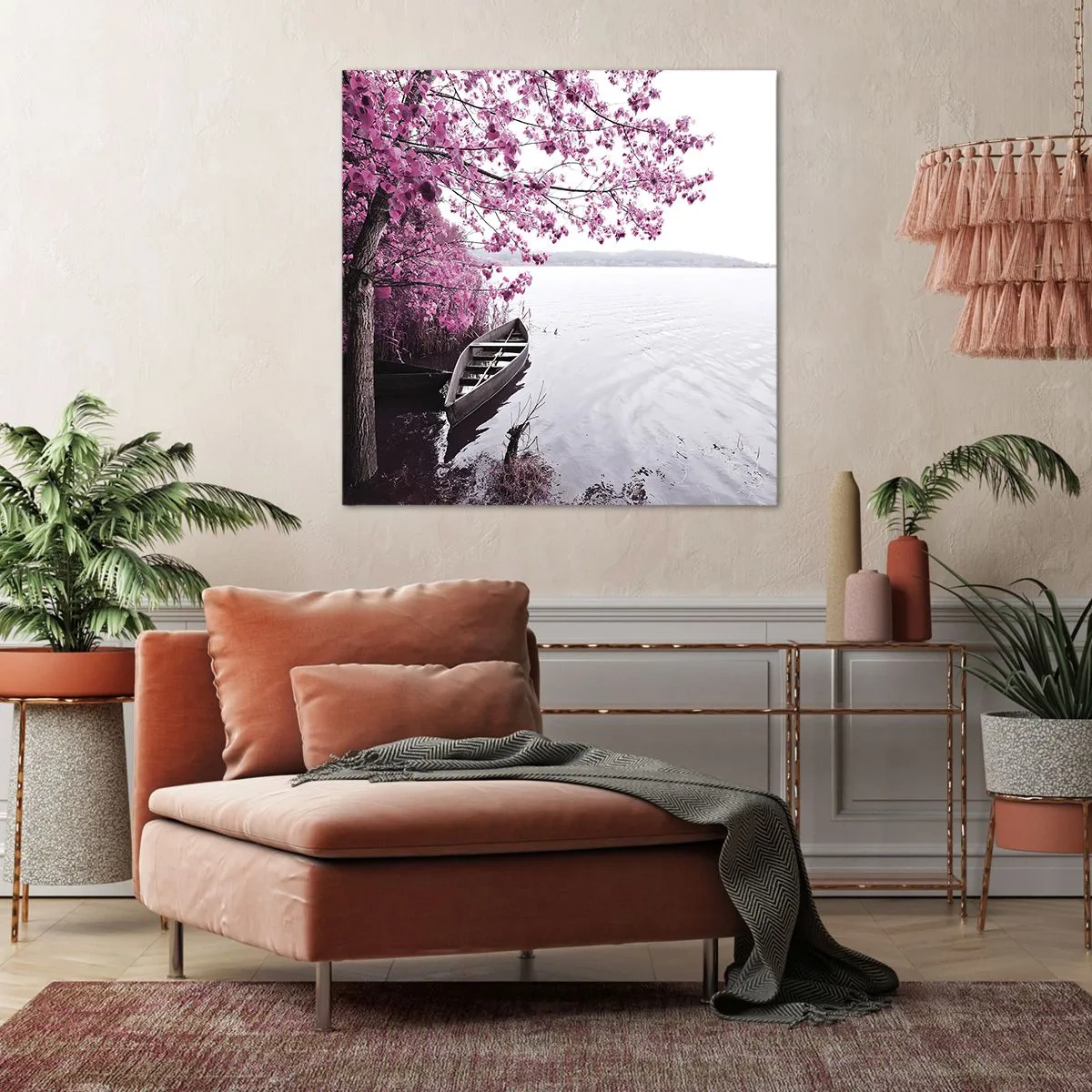 Canvastavla - Bild på duk - I rosa tystnad - 50x50 cm