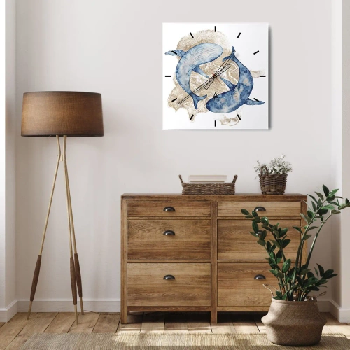 Väggklocka - Klocka på glas - Vänskap eller kärlek? - 30x30 cm