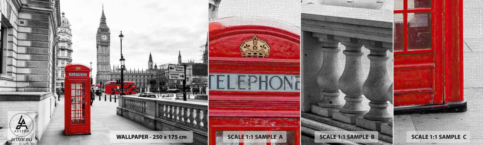Provbit av fototapet Premium Canvas - London utan tvekan - Stad, London, Arkitektur - 100x30 cm