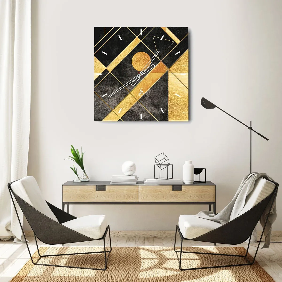 Väggklocka - Klocka på glas - Öknens sol - 40x40 cm