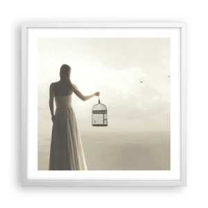 Affisch i vit ram - Var fri - 50x50 cm