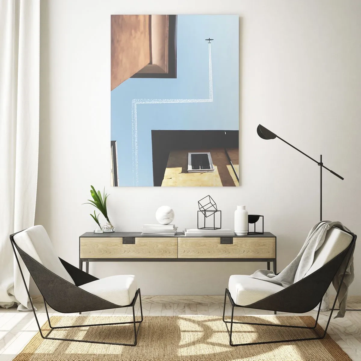 Glastavla - Bild på glas - Ovanför stadens labyrint - 80x120 cm