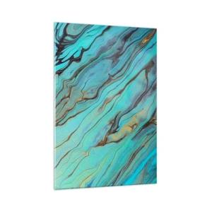 Glastavla - Bild på glas - Turkost tidvatten - 70x100 cm