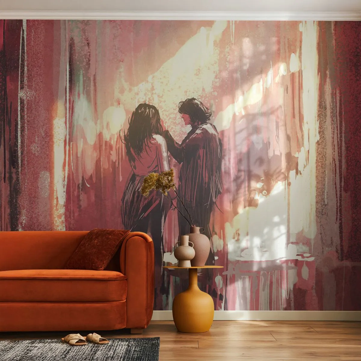 Självhäftande Fototapet Deluxe Sticker - Kärlekens eviga spektakel - Abstraktion, Kvinna, Kärlek - 250x175 cm