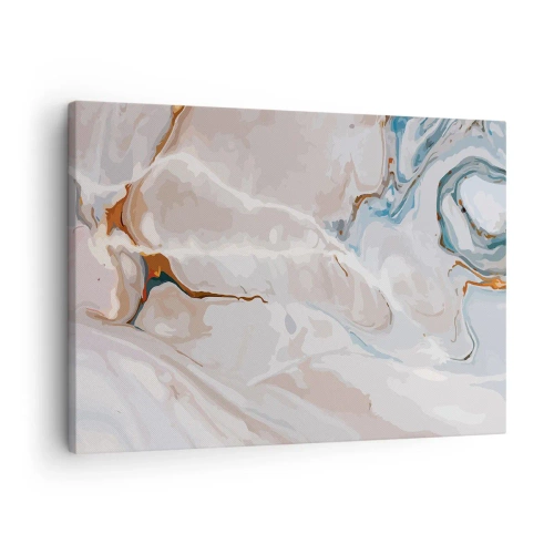 Canvastavla - Bild på duk - Abstrakt mönster i nyanser av vitt och blått - 70x50cm - Blåa meanderlopp under vithet - Modern väggdekoration för vardagsrum och sovrum ARTTOR
