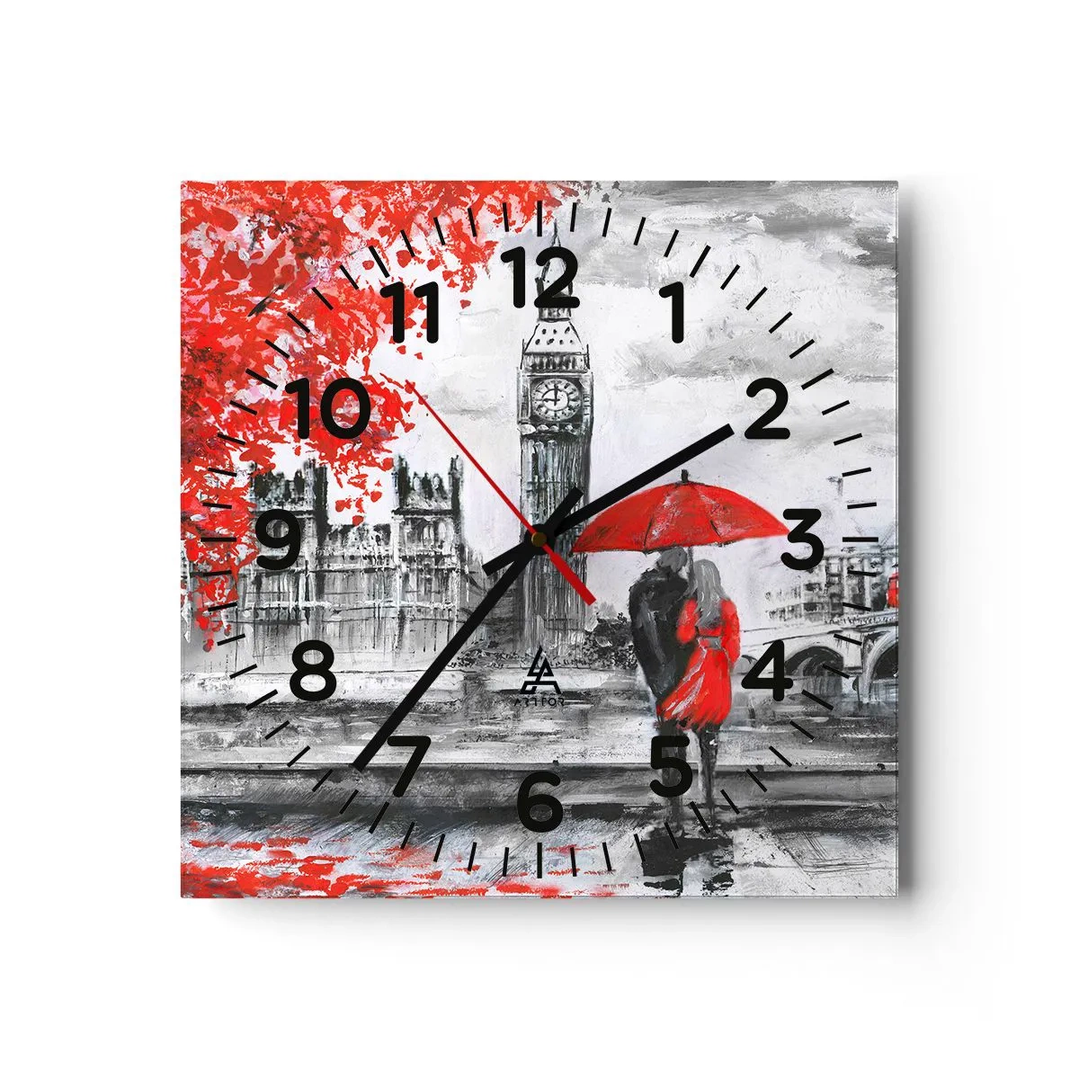 Väggklocka - Klocka på glas - Förälskade i London - 30x30 cm