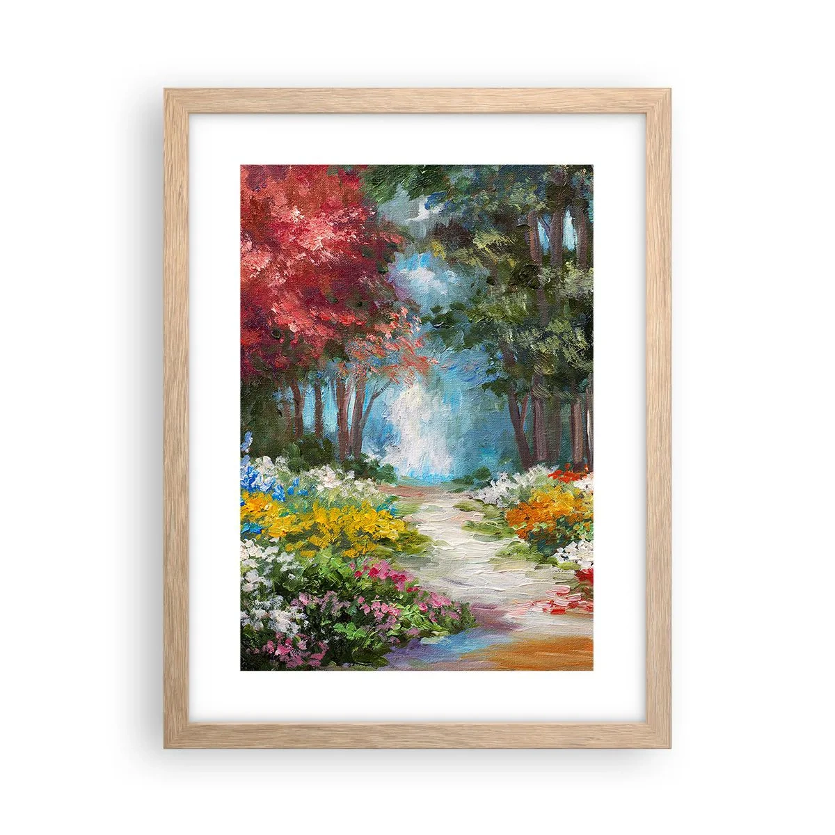Affisch i ram av ljusek - Skogsträdgård, blomskog - 30x40 cm