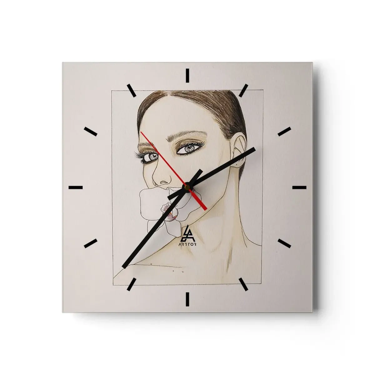Väggklocka - Klocka på glas - Elegansens och skönhetens symbol - 30x30 cm