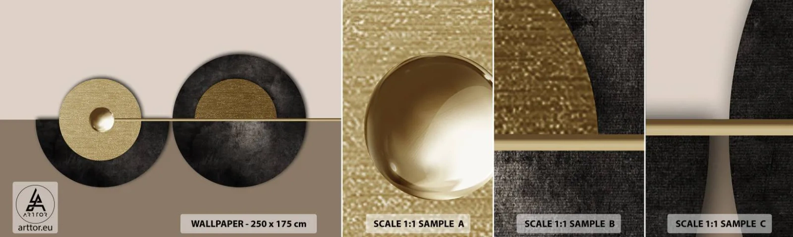 Fototapet Prov Standard Eco - Variationer runt en cirkel - Hjul, Abstraktion, Art déco - 100x30 cm