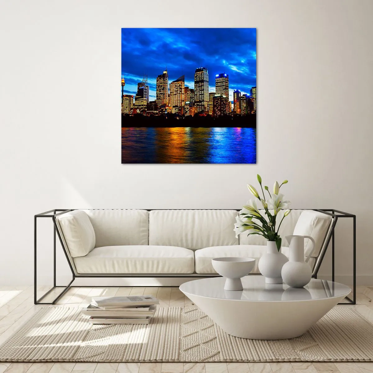 Glastavla - Bild på glas - Ljusens och färgernas natt - 50x50 cm