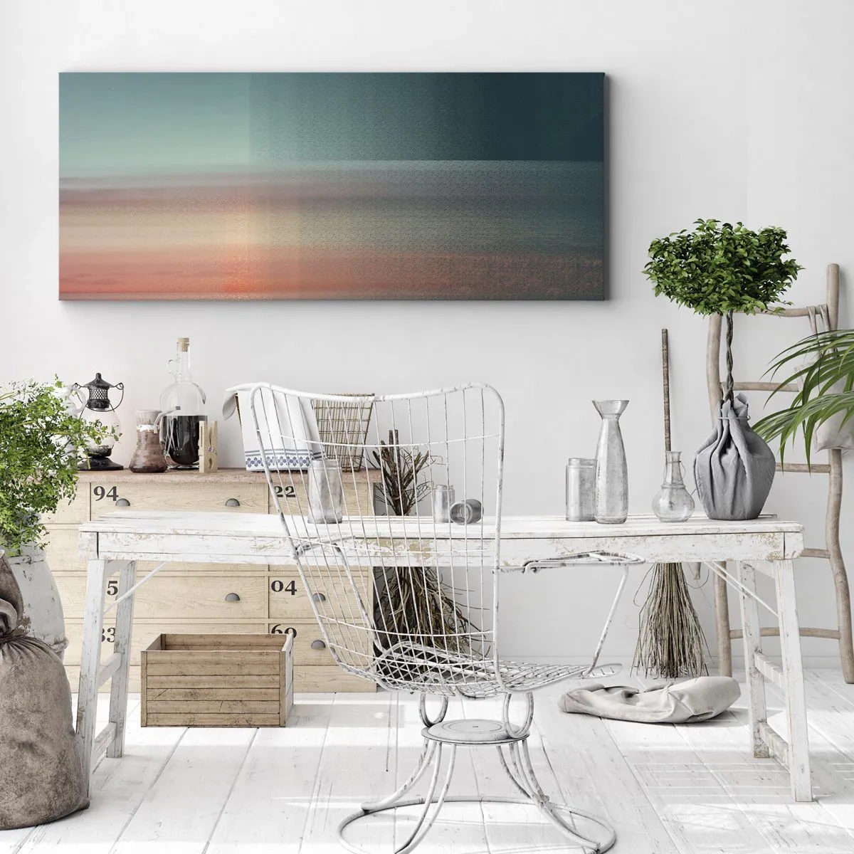 Canvastavla - Bild på duk - Abstraktion: ljusvågor - 100x40 cm