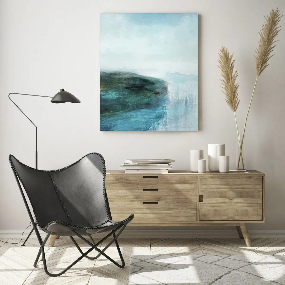 Glastavla - Bild på glas - Marin abstraktion - 70x100 cm