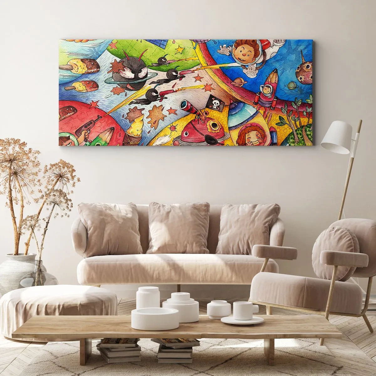 Canvastavla - Bild på duk - Stora rymdäventyret - 100x40 cm