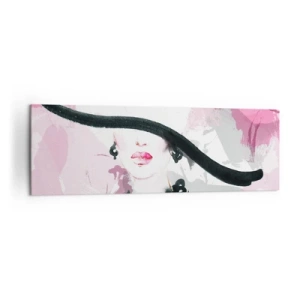 Canvastavla - Bild på duk - En damportätt i svart och rosa - 160x50 cm
