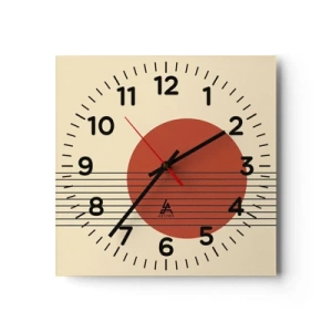 Väggklocka - Klocka på glas - Cirkel och linjer - 30x30 cm