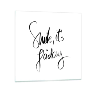 Glastavla - Bild på glas - Riktig glädje - 50x50 cm