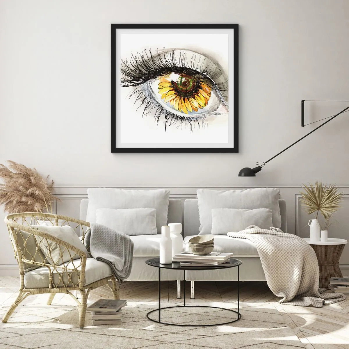 Affisch i svart ram - Blick het som sommar - 60x60 cm