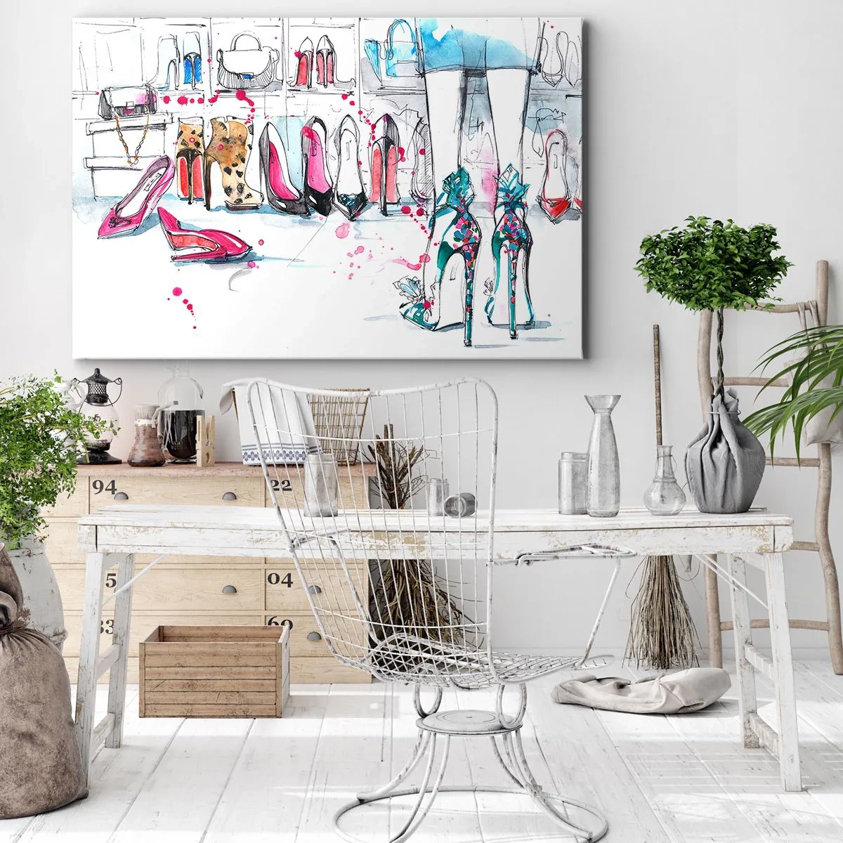 Canvastavla - Bild på duk - Konstnärlig grafik med höga klackar och accessoarer - 70x50cm - Sesam, öppna dig - Modern väggdekoration för vardagsrum och sovrum ARTTOR