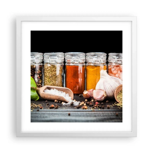 Affisch i vit ram - Så att livet har smak - 40x40 cm